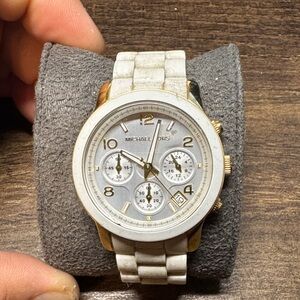 Michael Kors Gold and Cream Chronograph Watch